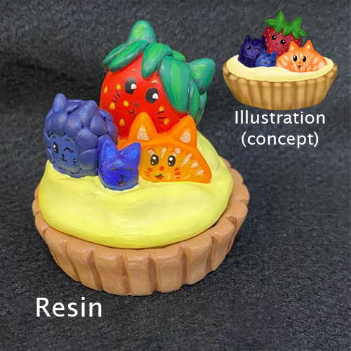 Kitty Fruit Tart - concept to resin
