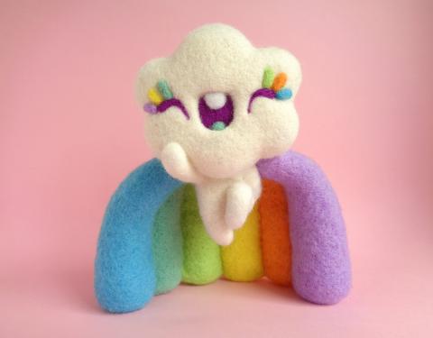 super duper rainbow cloud droolwool felt wool art toy